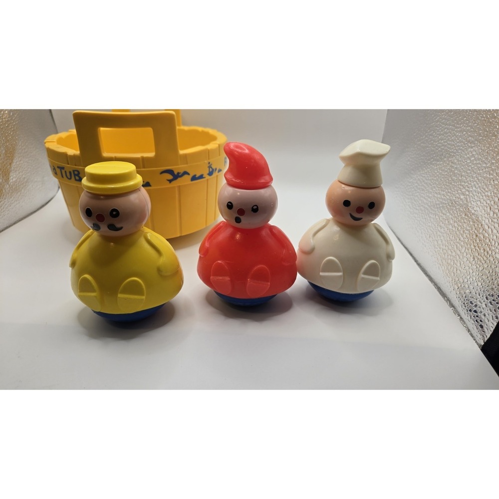Fisher Price 3 Men in a Tub Bath Toy Vintage Set Barrel & Figures Complete Rare - Picture 4 of 8